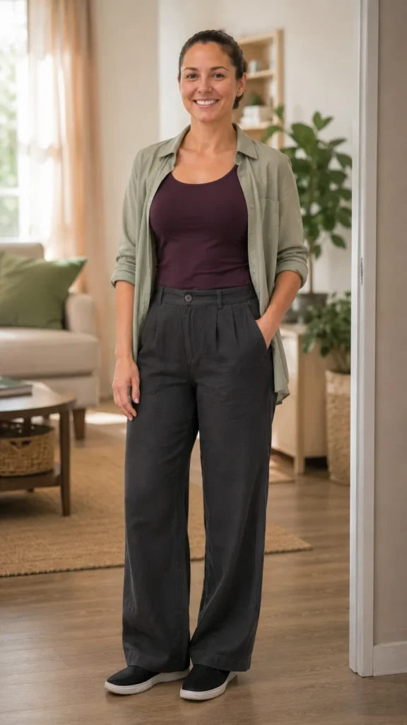 What to Wear as an RBT: 18 Work Outfit Ideas That Survive a Full ABA Session 17 Linen Blend Pants and Tank