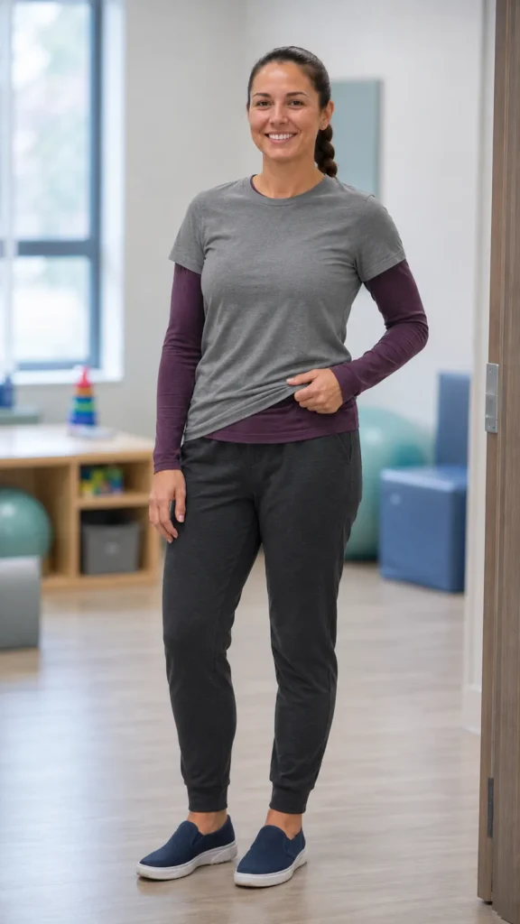What to Wear as an RBT: 18 Work Outfit Ideas That Survive a Full ABA Session 9 The Layered Long Sleeve